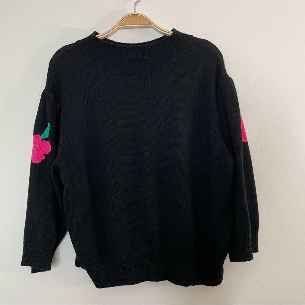 RIXO Nell Jumper Sweater Flower Wool Blend Large Cozy Grannycore - Picture 5 of 11